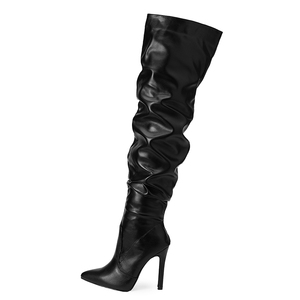 Botas de Mujer de Tacón Alto, Elásticas, con Arrugas Naturales, Estilo Moderno 2023, Versátiles, Cómodas, Tallas Grandes 35-42, Stock de Fábrica - Product Image 6