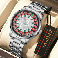 Montre à quartz FTTPON Lucky 7 Roulette Game God of Gamblers, nouvelle montre de luxe étanche en acier inoxydable et cuir pour hommes, Reloj