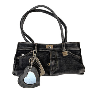 Bolso de Hombro Tipo Hobo de Mezclilla Lavada Estilo Punk <span class=keywords><strong>Chic</strong></span> para Mujer, Otoño 2025, con Diseño de Múltiples Bolsillos - Product Image 5