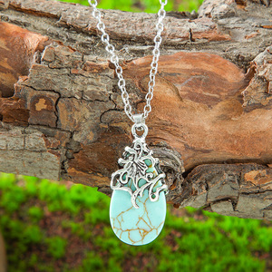 Parures de bijoux vintage en forme de goutte d'eau, pierre turquoise, collier et boucles d'oreilles plaqués argent 925 pour femmes, à porter au quotidien - Product Image 3