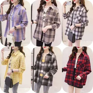 Plaid shirt women's loose long-sleeved spring and autumn versatile outdoor sports and leisure dignified shirt for women