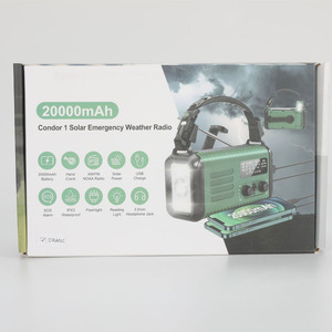 Radio LED portátil de 20000mAh con energía Solar, manivela USB, alarma SOS, banda Meteorológica de emergencia, fuente de alimentación de CA AM FM WB, Mini pantalla - Product Image 6