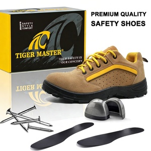 Chaussures de sécurité pour hommes Tiger Master en daim <span class=keywords><strong>jaune</strong></span>, embout en acier, semelle intermédiaire en acier, anti-perforation, respirantes, résistantes à l'huile et au glissement, semelle en PU - Product Image 4