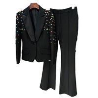 Ensembles de Costume de Bureau de Luxe pour Femme, Vêtements de Mode Féminins Élégants avec Strass
