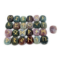 Fournisseurs 25pcs cristal naturel Runes Wicca pierres d'énergie Reiki dégringolé gravé lettrage cristal Rune pierre ensemble