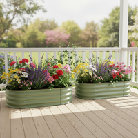Kit de jardinière surélevée en métal galvanisé 4x2x1 pieds (2 unités) – Résistant aux intempéries et à la rouille, conception à fond ouvert, forme ovale, pour légumes et fleurs