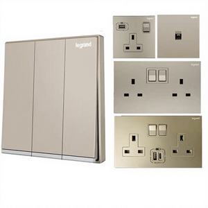 Interrupteur <span class=keywords><strong>Legrand</strong></span> série Yi Jing, couleur or Milan, prise carrée - Product Image 1