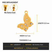 Pendentifs en acier inoxydable 304 plaqués or 18 carats, motifs papillon, fleur et botaniques avec zircon cubique facetté pour la création de bijoux DIY