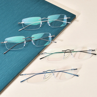 Gafas Borregls sin Montura de Titanio para Hombre, Nuevo Diseño de Marca, Montura Ultraligera, Gafas Cuadradas sin Marco para Mujer, Lentes Ópticas 185708
