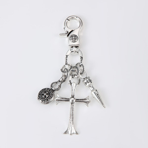 Vintage Cross Keychain Punk Metal <strong>Key</strong> <strong>Ring</strong> With Dice Sword Charm for <strong>Men</strong> Fashion Bag Accessory - Product Image 1