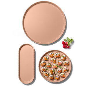 Bandeja de Servicio Cuadrada de 30 cm de Diámetro, Color Rosa Opaco, Material de Polipropileno, Madera y Metal para Servir Alimentos - Product Image 2