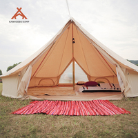 Carpa de campaña Kawagebo Kamp (KK) de 13.1 pies, para 2-6 personas, de poliéster y algodón, tipo yurta, para las cuatro estaciones, tipo tienda de campaña de lona.