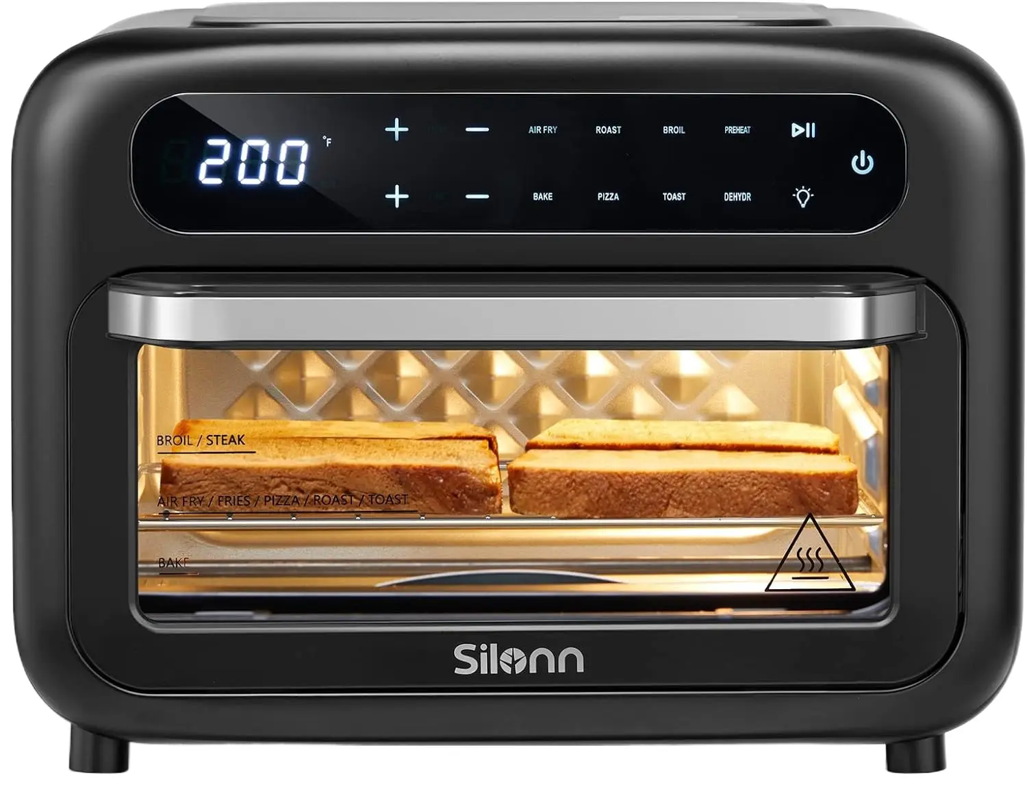 Combo de horno tostador de freidora de aire inteligente 2 en 1, horno de acero inoxidable de 14QT con encimera digital, horno asado de convección natural