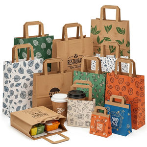 XJY Eco Friendly Take Out Coffee To Go Brown Mango plano para llevar Embalaje <span class=keywords><strong>de</strong></span> comida rápida Bolsa <span class=keywords><strong>de</strong></span> papel Kraft Bolsa <span class=keywords><strong>de</strong></span> transporte para <span class=keywords><strong>restaurante</strong></span> - Product Image 5