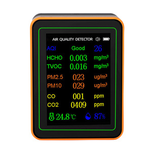 Detector de Calidad del Aire, Índice de CO2, TVOC, <span class=keywords><strong>HCHO</strong></span>, PM2.5, PM10, Medidor de Temperatura y Humedad, Pantalla TFT a Color, Visualización de Curvas, Negro Naranja - Product Image 5