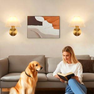 Lampes murales traditionnelles, corps en cuivre, abat-jour blanc, E26 LED, commande par interrupteur, montage mural pour chambre à coucher, salon, cuisine - Product Image 2