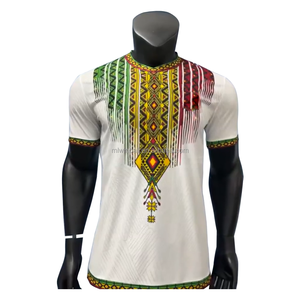 Camiseta <span class=keywords><strong>de</strong></span> Fútbol Inspirada en la Selección Nacional Africana para AFCON, Patrón Tradicional Dashiki, Transpirable, <span class=keywords><strong>de</strong></span> Secado Rápido, Antibacteriana, 100% Algodón, Manga Corta - Product Image 3