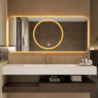 Miroir de salle de bain anti-buée mural moderne CF, forme rectangulaire, éclairage intégré, miroir LED intelligent à détection tactile pour hôtel