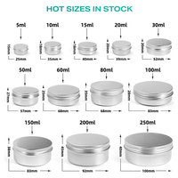 Tarros de Aluminio Plateado de 30ml, 60ml y 100ml, Recargables, con Tapa de Rosca, para Bálsamo Labial, Crema y Aceite Esencial