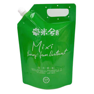 Impression couleur 3kg Emballage en plastique PE Sac aspetique inodore Stand Up Pouch Spout Pouch avec poignée pour le riz Autres aliments - Product Image 1