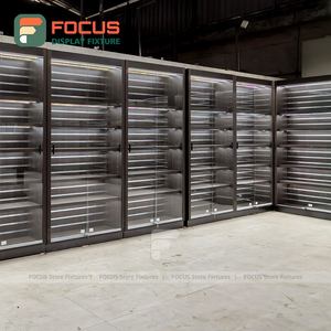 ตู้โชว์สำหรับร้านค้าปลีกที่ล็อคได้ชั้นกระจกนิรภัยชั้นไม้กรอบผมและเครื่องสำอาง - Product Image 4