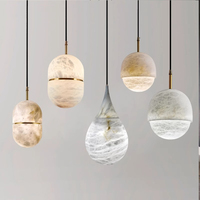 Alabaster Home Bedroom Dining Room Bar Table Spherical Raindrop Decoration LED Lustres pendentifs lighits