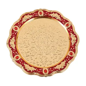 Middle Eastern Style Metal Luxury Decorative Plate Snack Cake Dessert Tray Arab Charger Plate
