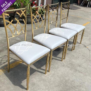 Barato oro blanco boda moderna cena Silla de acero al por mayor de acero inoxidable banquetes sillas muebles Wed comedor eventos - Product Image 5
