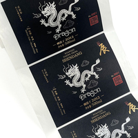 Taille personnalisée auto-adhésif impression bouteille de vin étiquette en relief mat Rectangle Texture papier feuille d'or rouleau autocollant