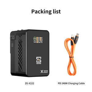 ZGCINE ZG-X222 V-Mount电池222Wh，PD3.1 140W输入/输出，带双usb-c，<span class=keywords><strong>3</strong></span>-d-tap，双DC端口，1.4in数字显示 - Product Image 2