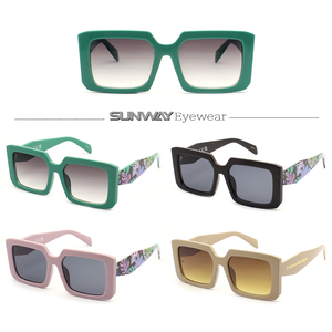 Newest Design Flower Temples Big Rectangle Frame Fashion Sunglasses Custom <b>Shades</b> Plastic Uv400 <b>Sun</b> Glasses Unisex - Product Image 2