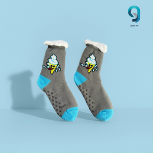 Chaussettes de sommeil doublées en polaire avec logo personnalisé transparent, motif flocon de neige nordique, pour <span class=keywords><strong>femmes</strong></span>, usage quotidien - Product Image 1