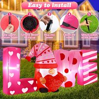 Lettres d'amour gonflables de 6 pieds de long pour la Saint-Valentin, gnome gonflable romantique en forme de cœur lumineux, décoration de jardin, fête, anniversaire de mariage