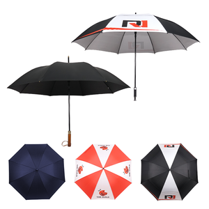 Parapluie à manche en bois incurvé à ouverture <span class=keywords><strong>automatique</strong></span> de marque d'usine, parapluies de pluie noirs avec poignée classique en J - Product Image 1