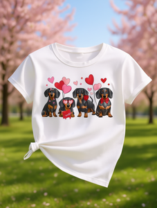 T-shirt da donna a maniche corte per San Valentino, con stampa Bassotto, girocollo, casual, primavera estate, in jersey di cotone, top alla moda - Product Image 2