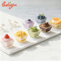 Gobelets à dessert en plastique écologiques jetables avec couvercle et cuillère, résistants à la chaleur, diamètre 90 mm, logo/design graphique personnalisable, pour boissons froides