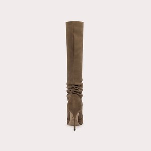 <span class=keywords><strong>Bottes</strong></span> à mollets larges pour femmes genou haut chaussures en tissu pour femmes haut pointu talon aiguille <span class=keywords><strong>bottes</strong></span> hautes <span class=keywords><strong>marron</strong></span> foncé automne nouveau - Product Image 4