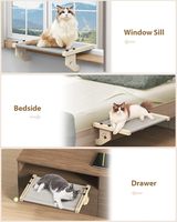 Hamac de fenêtre pour chat, étagère sans fil pour chat avec 4 pieds, cadre en bois et métal, lit moelleux pour le repos et le bain de soleil des chats d'intérieur