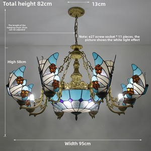 Lampadario a Farfalla Stile <span class=keywords><strong>Tiffany</strong></span> Europeo in Lega Dorata con LED per Camera da Letto, Sala da Pranzo, Bar, Caffè, KTV e Club - Product Image 4