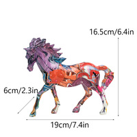 Figurine de cheval en résine colorée style graffiti nordique, peinte, écologique, pour anniversaire, statue de bureau, maison, salon, bureau