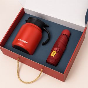 Coffret cadeau d'entreprise personnalisé avec tasse à thé isotherme et parapluie pour le marketing promotionnel, adapté aux acheteurs B2B - Product Image 1