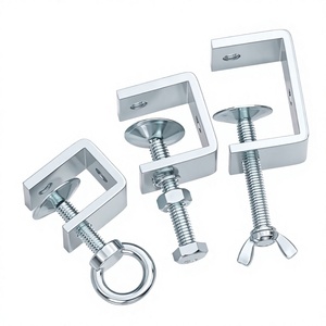 Pince <span class=keywords><strong>en</strong></span> C robuste <span class=keywords><strong>en</strong></span> acier au carbone trempé zingué, réglable, type pince crocodile, <span class=keywords><strong>en</strong></span> forme <span class=keywords><strong>de</strong></span> <span class=keywords><strong>U</strong></span> carrée, avec œillet et écrou à oreilles - Product Image 2