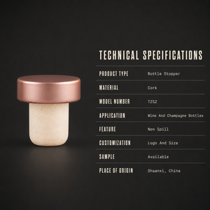 Bouchon de bouteille en liège synthétique anti-déversement avec logo personnalisé pour bouteilles de vin, champagne, whisky et spiritueux - Product Image 5