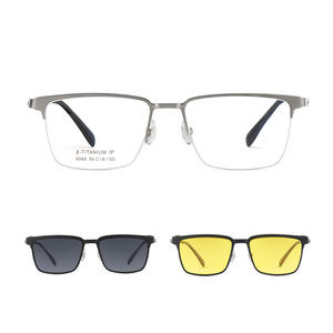 Montures de lunettes en titane bêta 54-18-150, ensemble de lunettes de soleil magnétiques pour hommes avec verres polarisés et protection UV - Product Image 1