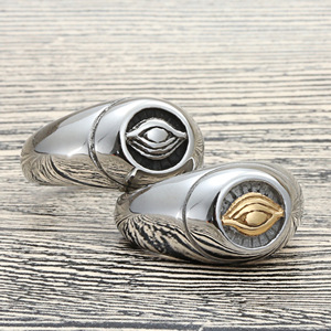 Stainless Steel Eye <b>Ring</b> Two Tone Silver Gold Bezel Setting Retro Punk Style Men Women Jewelry Gift 27036 - Product Image 3