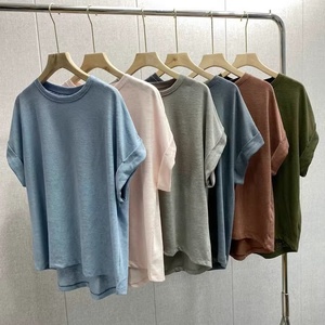 <span class=keywords><strong>T</strong></span>-shirts en Coton Chanvre de Luxe Haute Qualité pour Femmes, Blouse Simple et Unie à <span class=keywords><strong>Col</strong></span> Rond, Respirants d'É<span class=keywords><strong>t</strong></span>é, <span class=keywords><strong>T</strong></span>-shirts en Chanvre Blanc pour le Commerce de Gros - Product Image 2