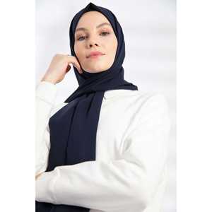 Pañuelo de Chifón Azul Marino Largo y Ligero 100% Poliéster para Mujer, Teñido Liso - Product Image 3