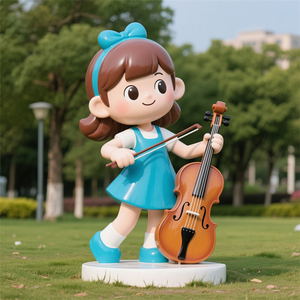 Figurine de fille jouant du <span class=keywords><strong>violon</strong></span>, sculpture moderne minimaliste en fibre de verre/métal pour jardin extérieur, parc, villa, immobilier - Product Image 1