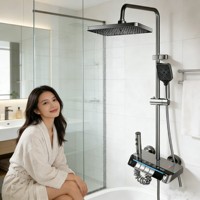Luxury Shower System Household Thermostatic Faucets Gun Gray Shower Set Soft Rain Jet Pause for Hotels Apartments Bathroom
