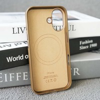 Étui de téléphone en cuir véritable officiel avec logo Animation magnétique pour iPhone 16 Étui en cuir pour Apple Étui en cuir